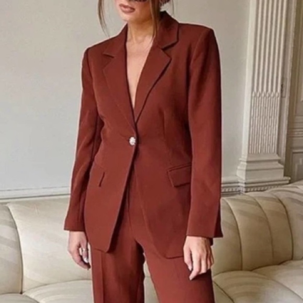 NWT Danielle Bernstein Wear To Work Warm Brown Blazer